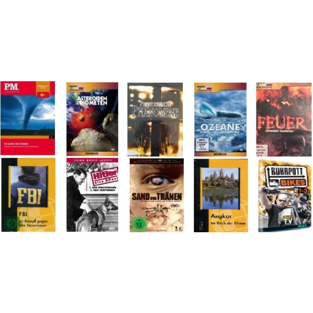 Paket mit 10 Top Dokumentationen - 10 DVDs/NEU/OVP #51