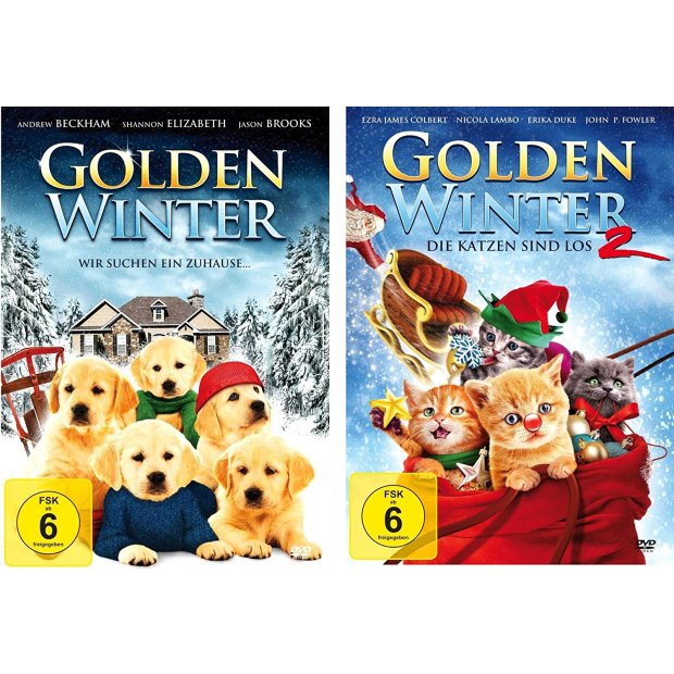 Golden Winter 1+2 - Kinder Weihnachtsfilm Hunde / Katzen - 2 DVDs/NEU/OVP