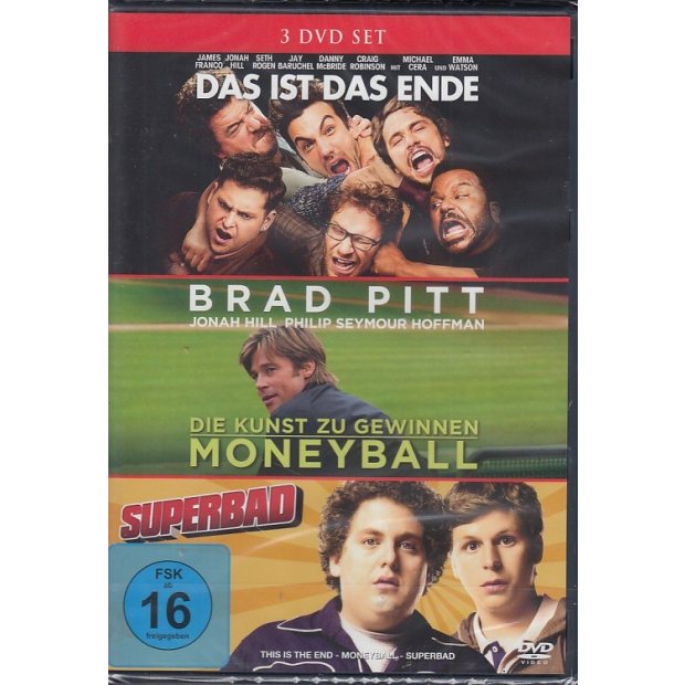Das ist das Ende / Moneyball / Superbad - 3 Filme [3 DVDs] NEU/OVP