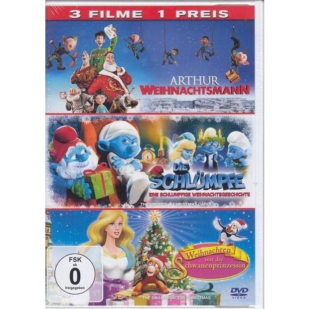 Arthur Weihnachtsmann / Schlümpfe Weihnachtsgeschichte / Schwanenprinzessin [DVD] NEU