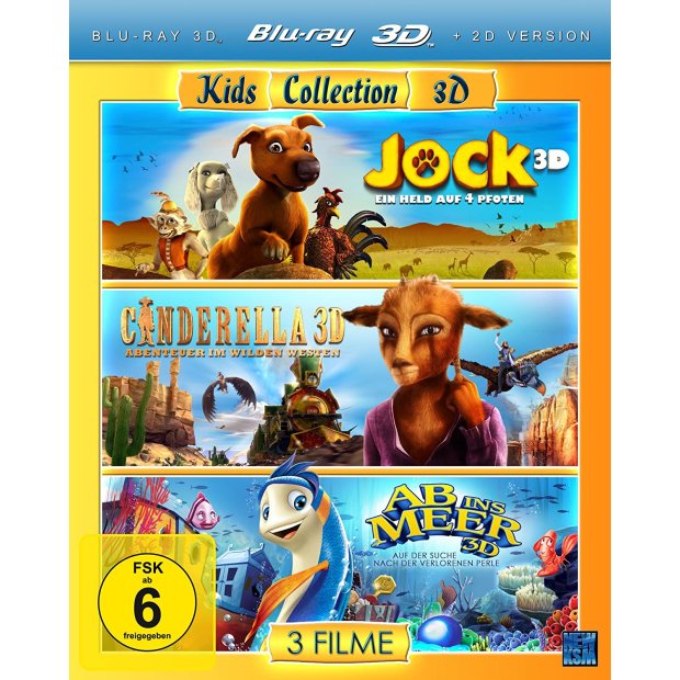 Kids Collection 3D - Jock/Cinderella/Ab ins Meer [3D Blu-ray] NEU/OVP