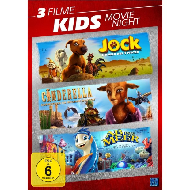 Kids Movie Night - Jock / Cinderella / Ab ins Meer  [3 DVDs] NEU/OVP