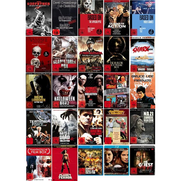 FSK 18 Boxen Paket 5 - 83 Filme auf 47 DVDs + 5 Blu-rays/NEU/OVP