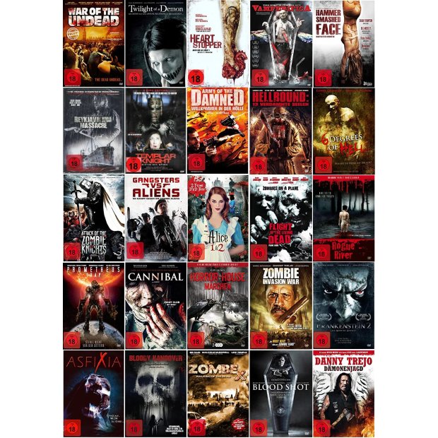 Paket mit 35 Horrorfilmen auf 28 DVDs/NEU/OVP #208  FSK 18