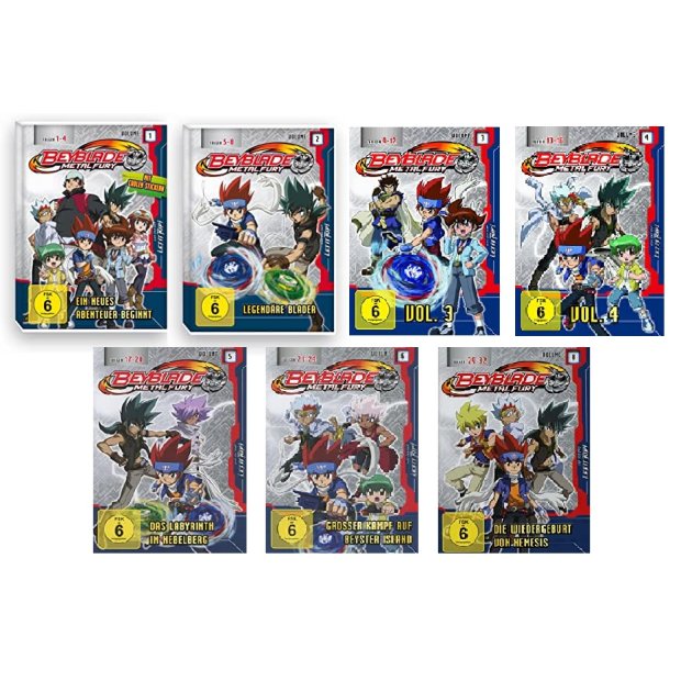Paket Beyblade Metal Fury Teile 1+2+3+4+5+6+8 - 7 DVDs/NEU/OVP #210