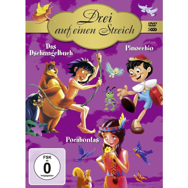 ( Das Dschungelbuch / Pinocchio / Pocahontas ) Trickfilme  3 DVDs/NEU/OVP